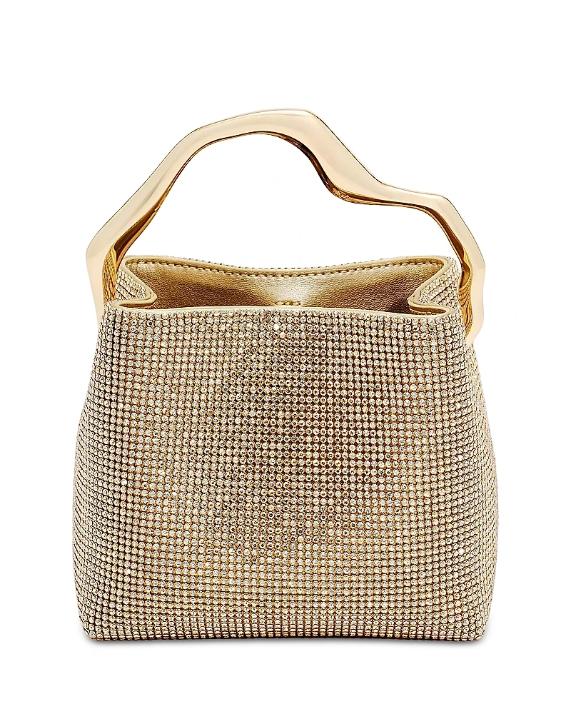 Cult Gaia Solene Mini Rhinestone Mesh Top Handle Bag