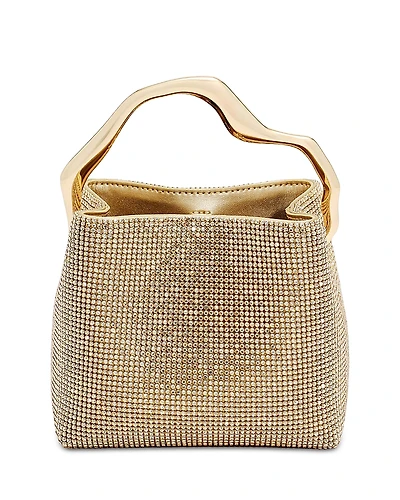 Cult Gaia Solene Mini Rhinestone Mesh Top Handle Bag