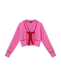 Andy & Evan Girls' Eyelash Cardigan Sweater with Satin Bow - Big Kid