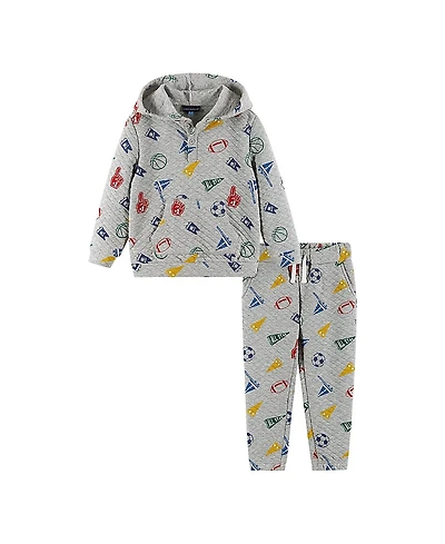 Andy & Evan Boys' Varsity Print Hooded Sweatshirt and Pant Lounge Set - Little Kid, Big Kid
