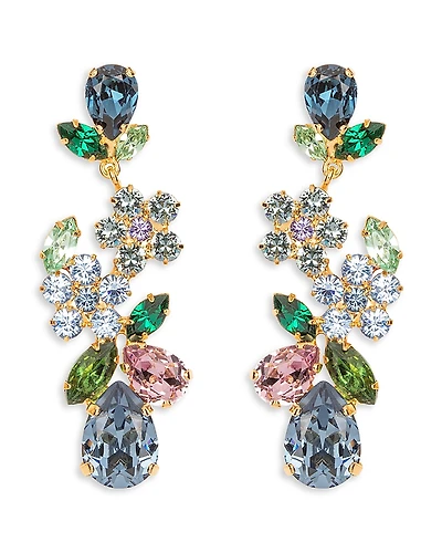 Jennifer Behr Martella Mixed Crystal Flower Linear Drop Earrings