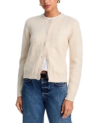 Aqua Pointelle Ruffle Cardigan - Exclusive