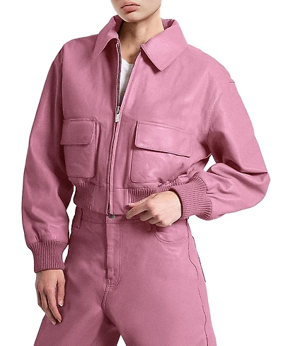 As by Df Florence Upcycled Leather Bomber Jacket