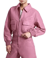 As by Df Florence Upcycled Leather Bomber Jacket