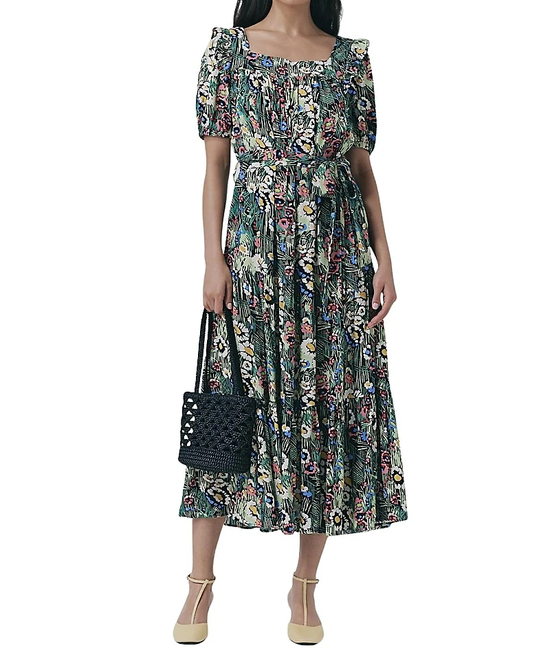 Ghost London Georgia Tiered Floral Midi Dress