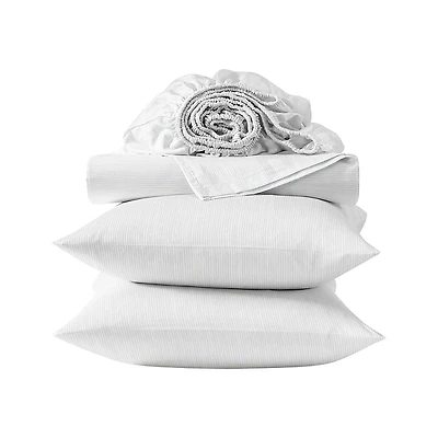 Vera Wang Etched Stripe Cotton Sateen 4 Piece Sheet Set