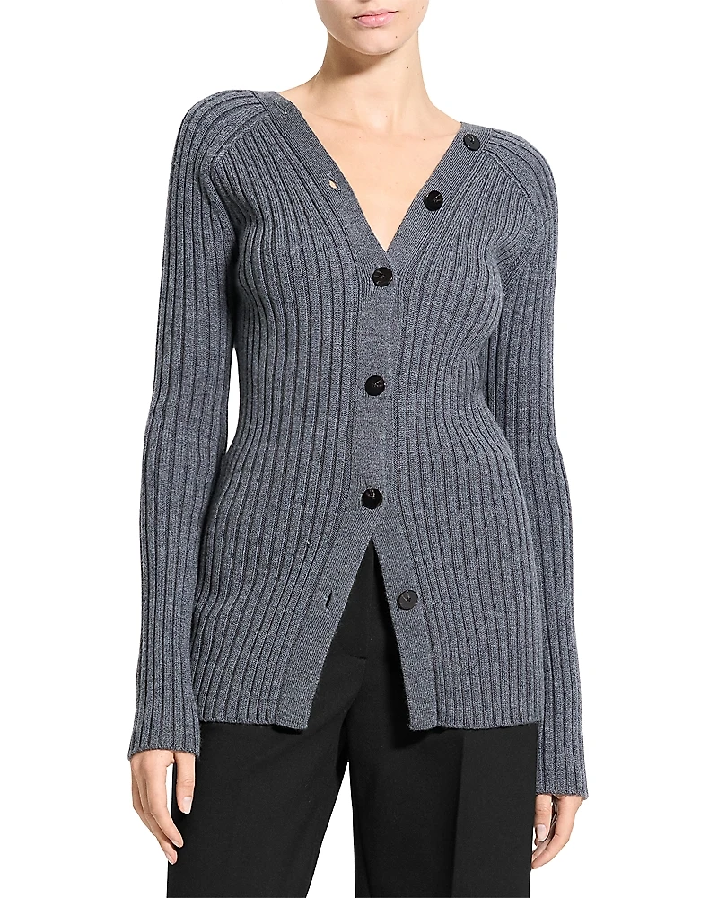 Theory Wool Long Sleeve Open Back Cardigan