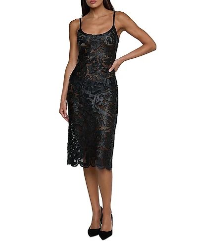 L'Agence Kazuko Laser Cut Midi Dress