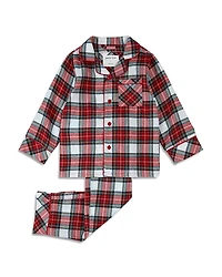petit lem Unisex Tartan Plaid Flannel Button Down Top & Pants Pajama Set - Little Kid, Big Kid