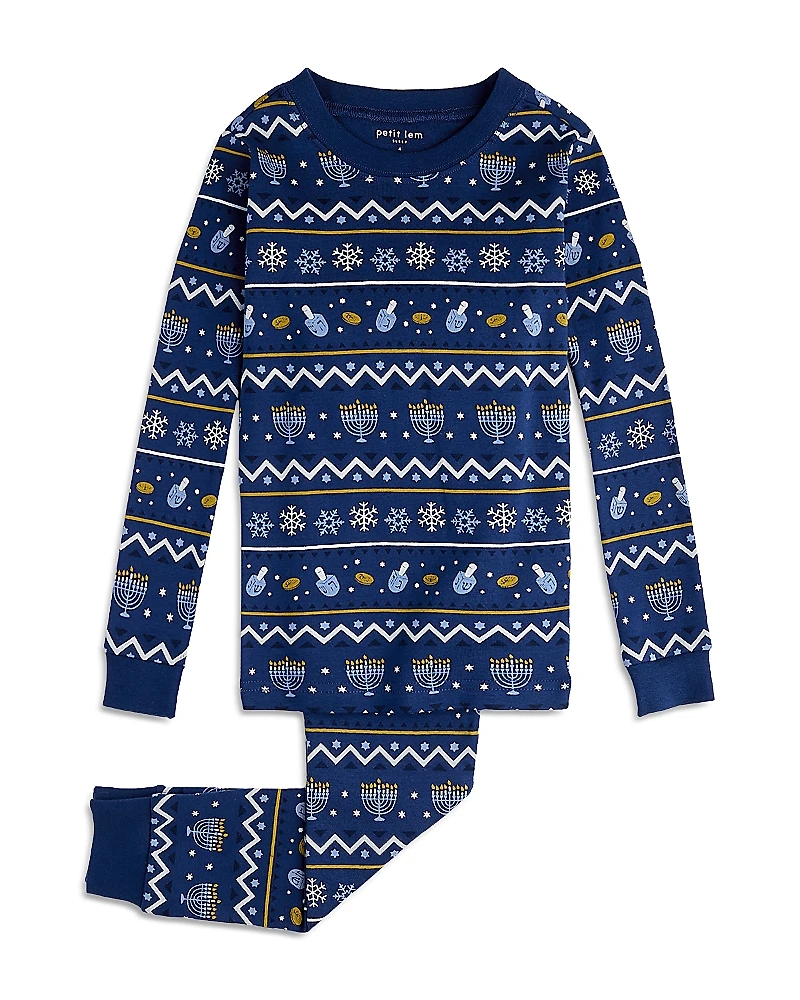 petit lem Unisex Hanukkah Fair Isle Print Pajama Set - Little Kid
