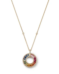 Bloomingdale's Fine Collection Rainbow Sapphire & Diamond Circle Pendant Necklace