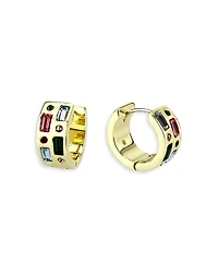 Aqua Scattered Stone Huggie Hoop Earrings - Exclusive