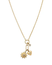 Moon & Meadow 14K Yellow Gold Lab Grown Diamond Charm Necklace, 0.15 tcw