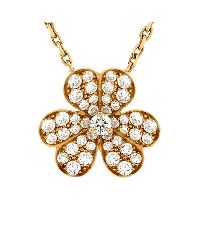 Pre-Owned Van Cleef & Arpels Small Frivole Pendant Necklace 18K Gold with Pave Diamonds, 14.75 - 16.5