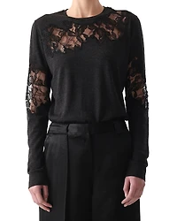 Jason Wu Collection Merino Wool Lace Crewneck Sweater
