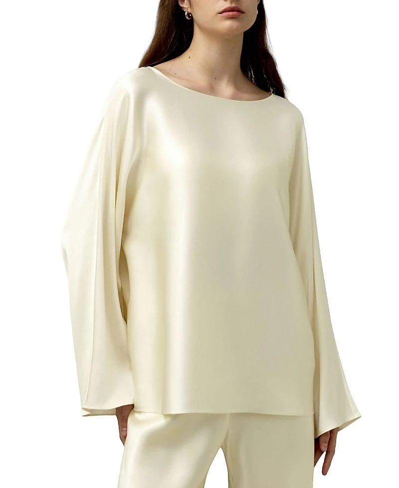 Silk Charmeuse Crewneck Top