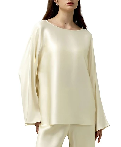 Silk Charmeuse Crewneck Top