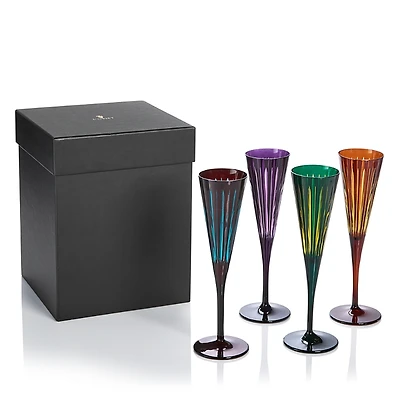 L'Objet Prism Champagne Flutes, Set of 4, Assorted