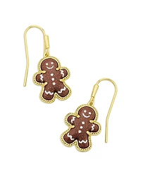 Kendra Scott Brown Goldstone & Enamel Gingerbread Drop Earrings