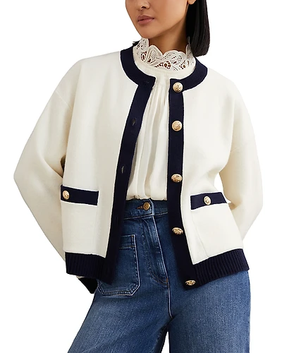 Reiss Olive Tipped Cardigan Sweater