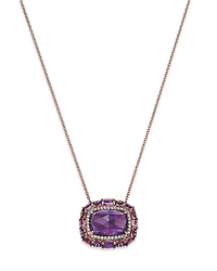 Bloomingdale's Fine Collection Amethyst & Diamond Halo Pendant Necklace