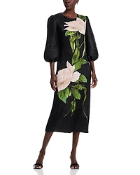 Nancy Yang Floral Print Crinkle Dress