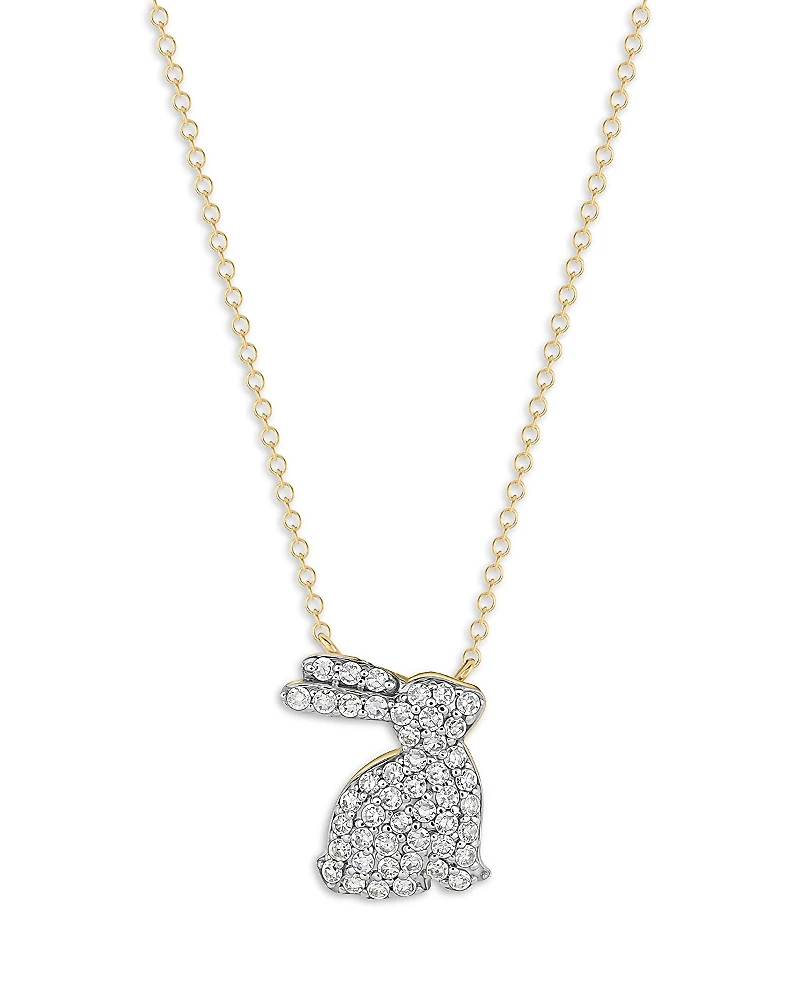 Phillips House 14K Yellow Gold Diamond Mini Bunny Necklace, 0.24 tcw