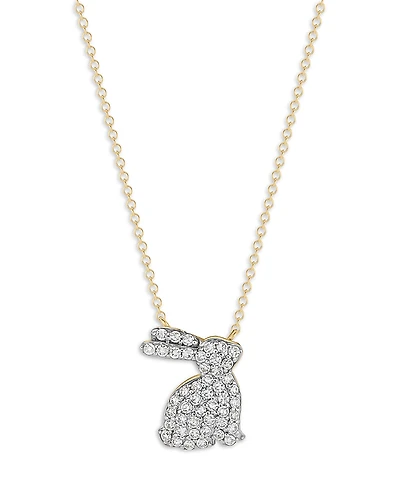 Phillips House 14K Yellow Gold Diamond Mini Bunny Necklace, 0.24 tcw