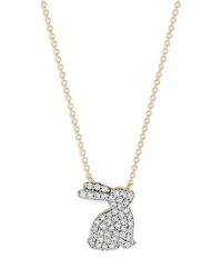 Phillips House 14K Yellow Gold Diamond Mini Bunny Necklace, 0.24 tcw