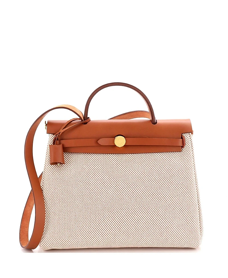 Pre-Owned Hermes 31 Herbag Zip Criss Viking Toile and Leather