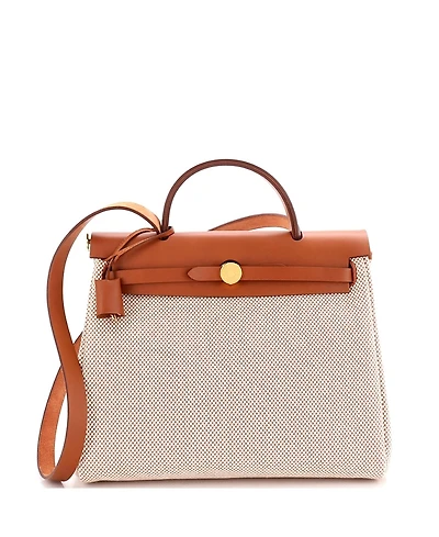 Pre-Owned Hermes 31 Herbag Zip Criss Viking Toile and Leather