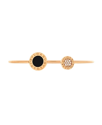Pre-Owned Bvlgari Bvlgari Bvlgari Cuff Bracelet 18K Rose Gold with Onyx and Diamonds