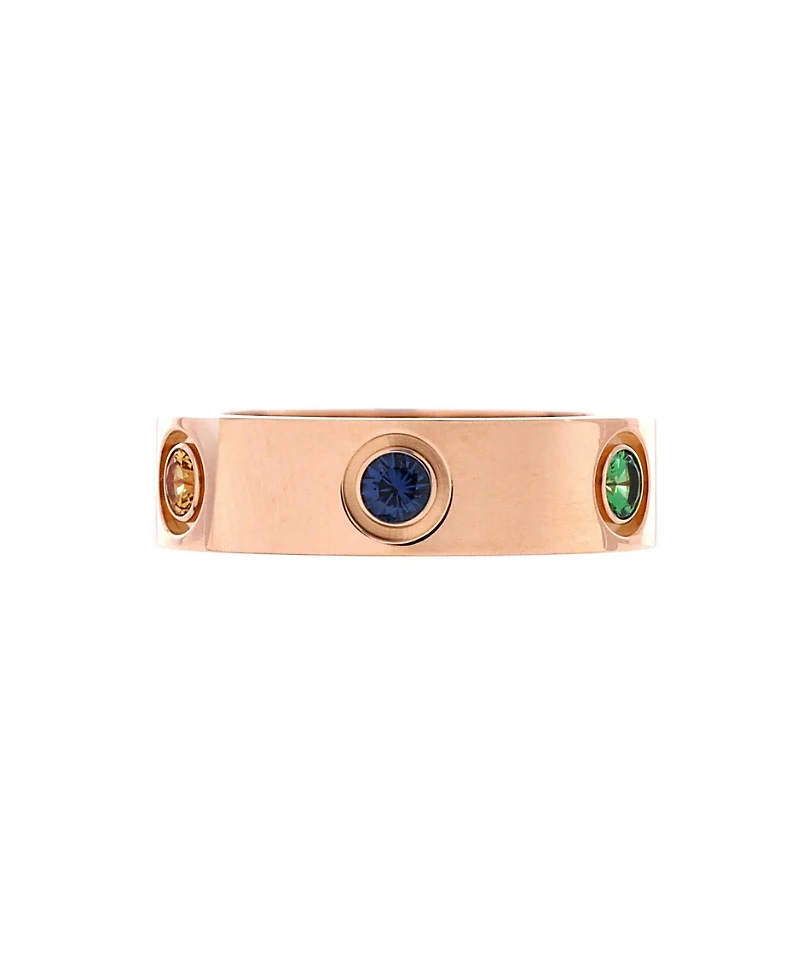 Pre-Owned Cartier Love 6 Stone Band Ring 18K Rose Gold with Sapphires