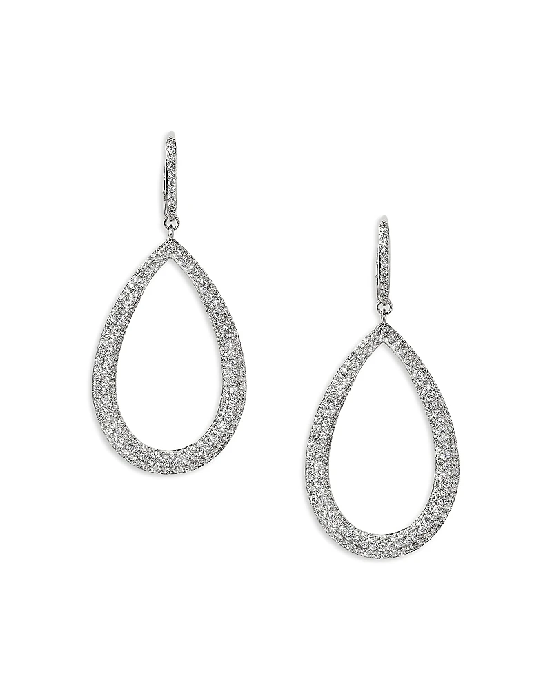 Nadri Crushed Pave Tear Shape Drop Earrings