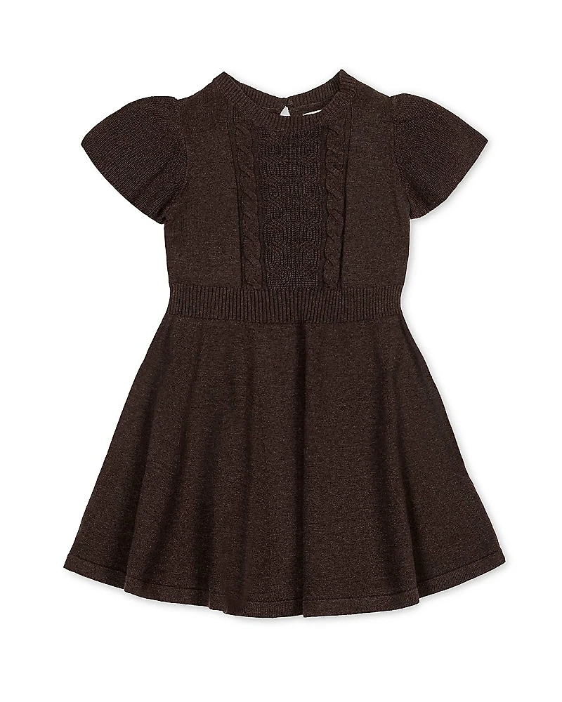 Hope & Henry Girls' Organic Flutter Sleeve Cable Sweater Dress - Baby, Little Kid, Big Kid