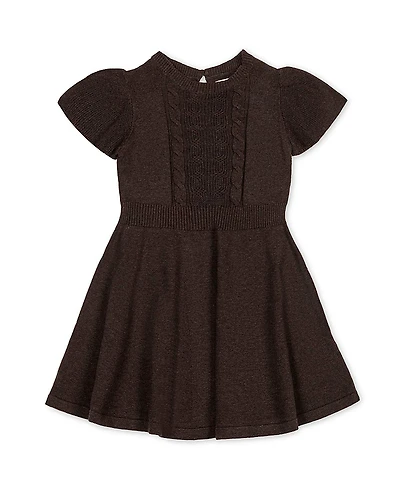 Hope & Henry Girls' Organic Flutter Sleeve Cable Sweater Dress - Baby, Little Kid, Big Kid