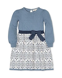 Hope & Henry Girls' Organic Long Sleeve Skater Sweater Dress with Bow - Little Kid, Big Kid