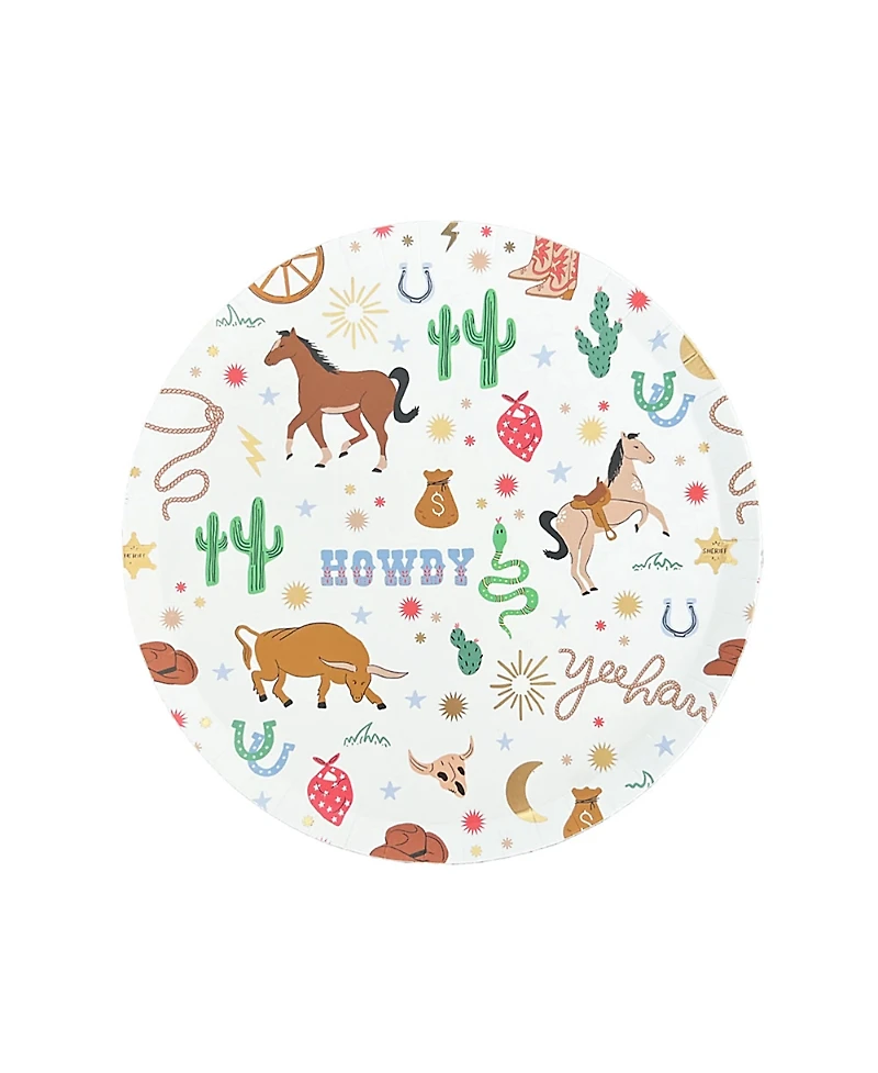 Jollity & Co. Yeehaw Cowboy Small Paper Plates, Set of 8