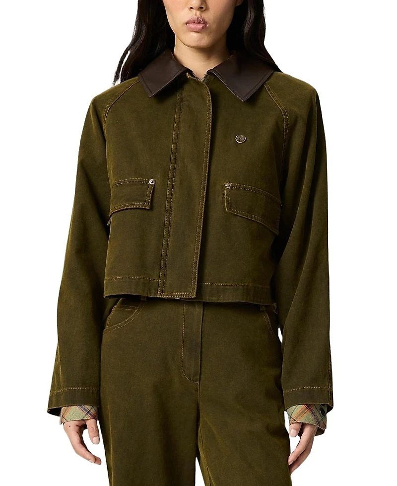 Nocturne Contrast Collar Utility Cropped Jacket