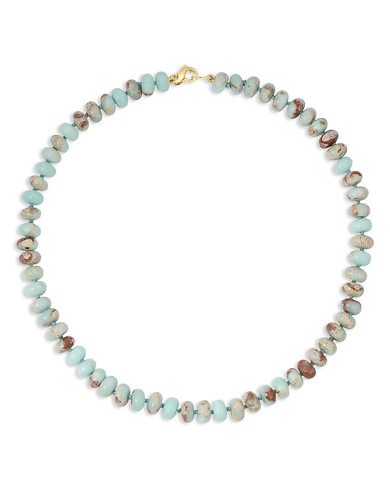 Adina Reyter 9K Yellow Gold Aqua Terra Jasper Lunar Landing Collar Necklace, 16