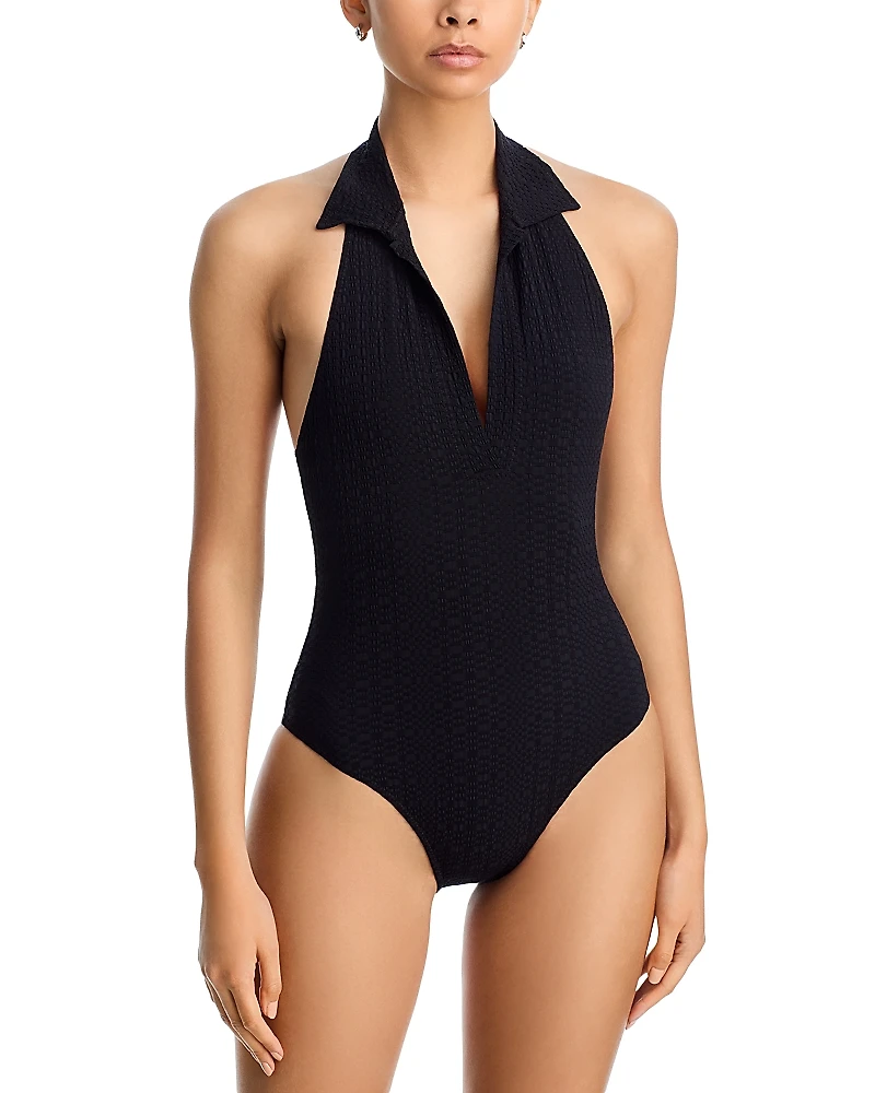 Lisa Marie Fernandez Polo Maillot Collared Swimsuit