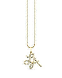 Sydney Evan 14K Yellow Gold Diamond La Script Charm Necklace, 16