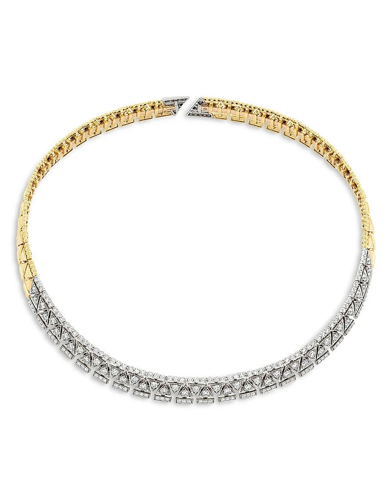 Etho Maria 18K White & Yellow Gold Reflexion Diamond Cuff Collar Necklace, 15