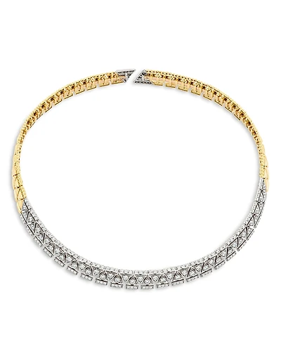 Etho Maria 18K White & Yellow Gold Reflexion Diamond Cuff Collar Necklace, 15