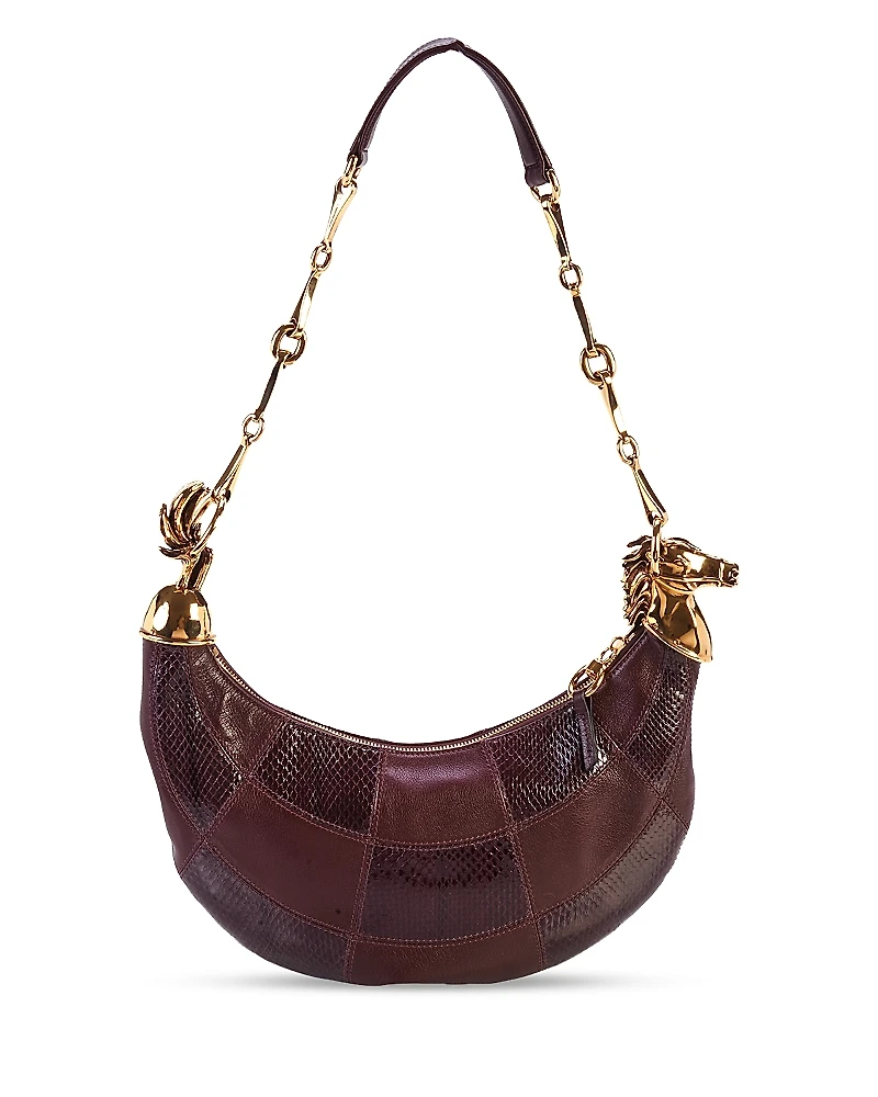 Chloe Chain Horse Checkered Leather Shoulder Bag
