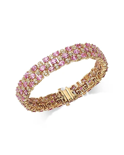 Bloomingdale's Fine Collection Luxe Collection Pink Sapphire & Diamond Triple Row Bracelet