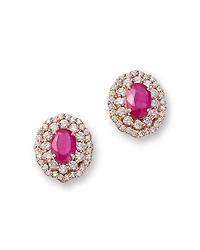 Bloomingdale's Fine Collection Ruby & Diamond Halo Stud Earrings