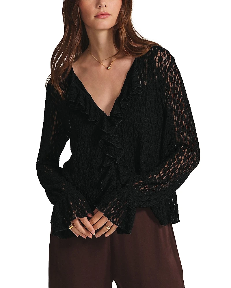 Velvet by Graham & Spencer Natalie Ruffled Lace Blouse