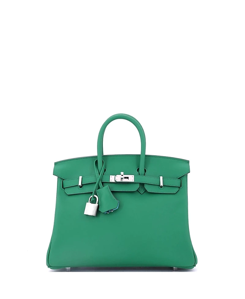 Pre-Owned HERMES Birkin 25 Handbag Verso Swift with Palladium Hardware