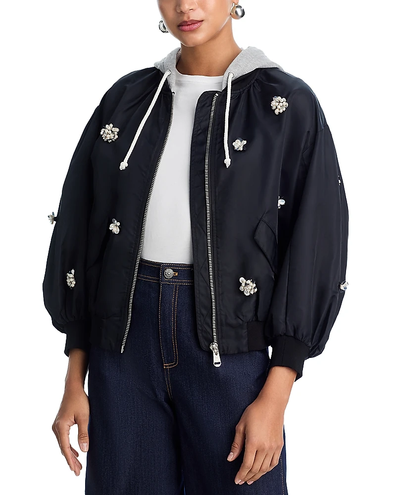 Cinq a Sept Hooded Embellished Jacket